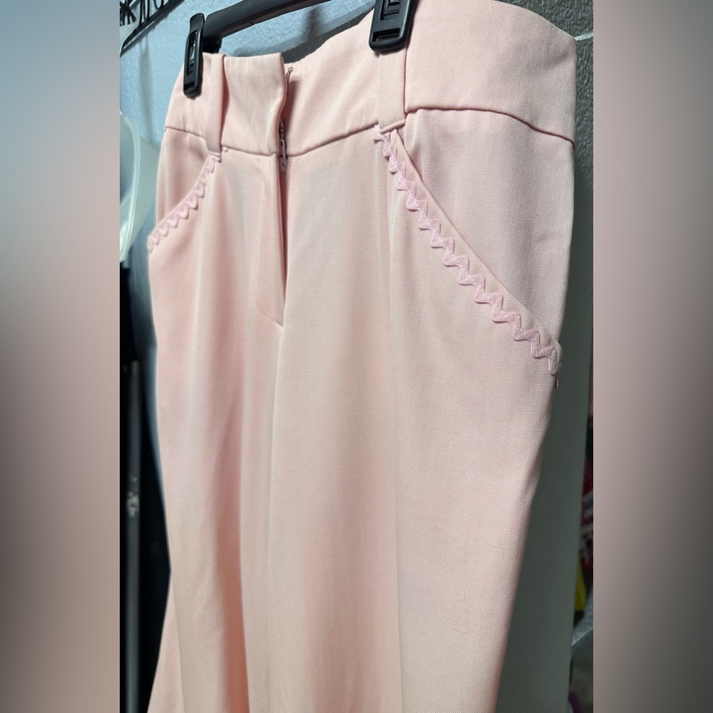 INGWA MELERO Light Pink Wide Leg Bell Bottom Wool Garbadine Trousers NWOT $350 - Picture 6 of 7